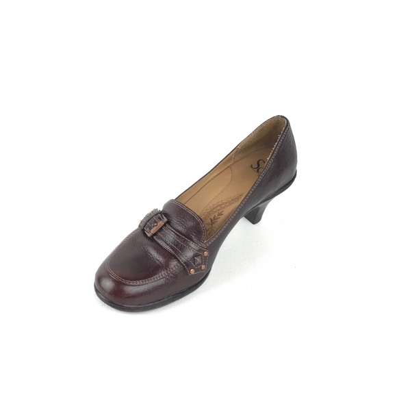 Sofft Loafer Pumps Pebble Leather Kitten Heel - Picture 3 of 8